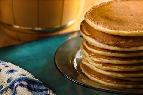 Appetizing Baked pancake on a table, background, texture Stock Photos