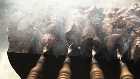 Appetizing barbecue grilled closeup 4K Stock Footage 128798261