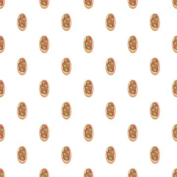 Appetizing bruschetta bread snack pattern on white Иллюстрация