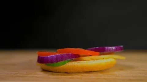 Appetizing burger. Burger Cutlet Stock Footage 89781648