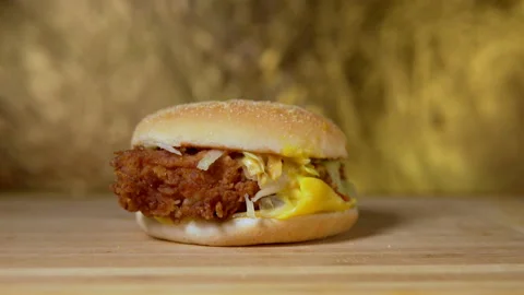 Appetizing burger. Burger Cutlet Stock Footage 89888561