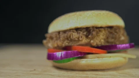 Appetizing burger. Burger Cutlet Stock Footage 89889020