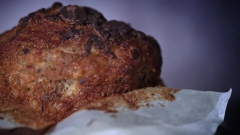 Appetizing Chocolate Muffin Rotates and There is Place for Inscription on Side Stock Footage 236633759