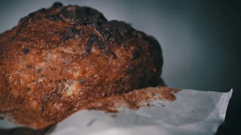 Appetizing Chocolate Muffin Rotates and There is Place for Inscription on Side Stock Footage 237362423