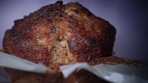 Appetizing Chocolate Muffin Rotates and There is Place for Inscription on Side Stock Footage 237516537