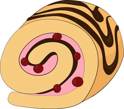 Appetizing chocolate roll isolated on white. Vector illustration Illustrazione stock