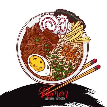 Appetizing colorful ramen Stock Illustration