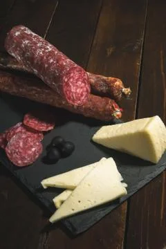 Appetizing dried sausage Stock Photos