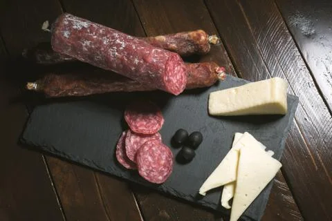 Appetizing dried sausage Stock Photos