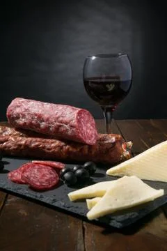 Appetizing dried sausage Stock Photos