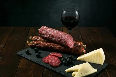 Appetizing dried sausage Stock Photos