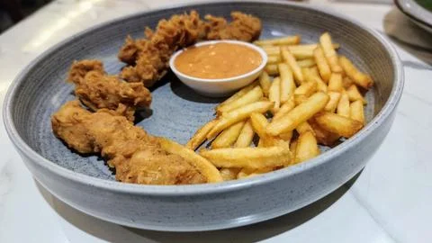 Appetizing Fish &amp; Chips Bites. Crunchy, flavorful, and mouthwatering, a per.. Foto stock