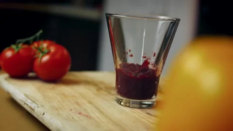 Appetizing gloved hands mixing vivid beet purée into flour in low angle, 4K Stock Footage 341111469