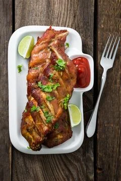 Appetizing grilled ribs Foto stock