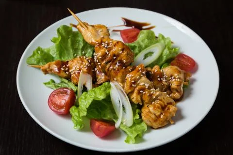 Appetizing grilled shashlik Stock Photos