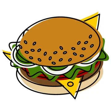 Appetizing hamburger on a transparent background. Fast food. Lifestyle. Food day Illustrazione stock