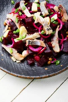 Appetizing herring salad Stock Photos