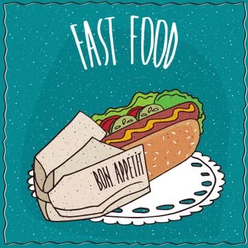 Appetizing hot dog in a paper package イラスト素材