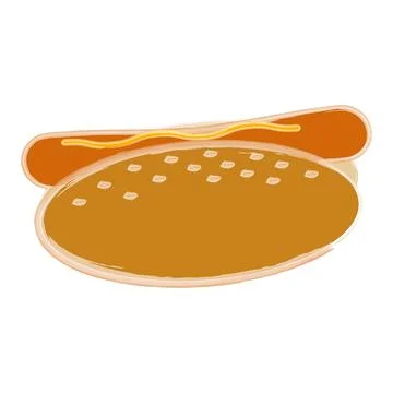 Appetizing hot dog on a transparent background in a watercolor manner. Fast food Illustrazione stock