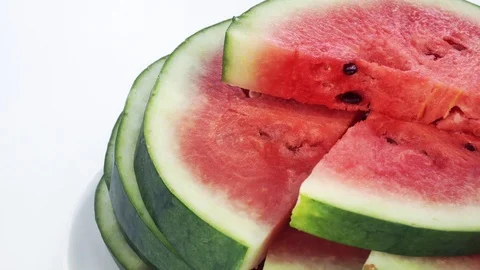 Appetizing juicy pulp of watermelon. Red watermelon close-up. Stock Footage 121299734