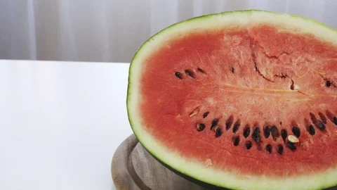 Appetizing juicy pulp of watermelon. Red watermelon close-up. 스톡 동영상 121400210