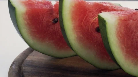 Appetizing juicy pulp of watermelon. Red watermelon close-up 스톡 동영상 121400356