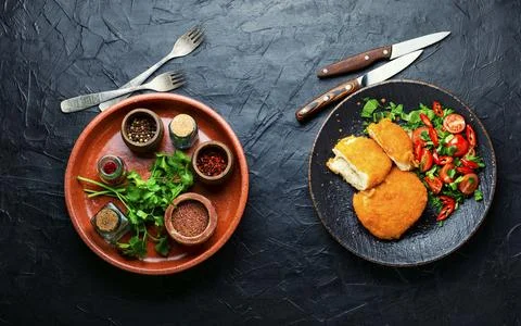 Appetizing Kiev cutlet Stock Photos