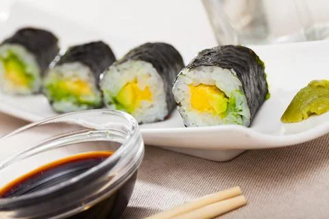 Appetizing Maki with avocado Stock-Fotos