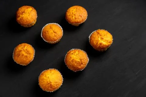 Appetizing muffins stand on a table top view. Foto stock
