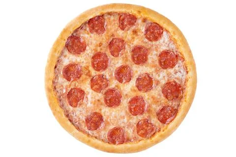 Appetizing Pepperoni Pizza, on a white background, isolate, for a food delivery Foto stock