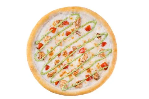 Appetizing Pepperoni Pizza, on a white background, isolate, for a food delivery Stock Photos