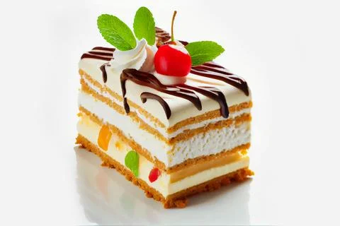 Appetizing piece of cake on a white background. Stock Illustration