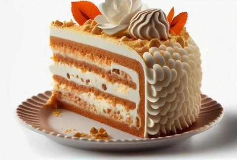 Appetizing piece of cake on a white background. Illustrazione stock