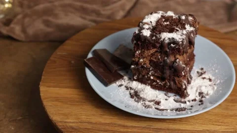 Appetizing piece of chocolate cake, brown cake for breakfast, lunch or dinner 스톡 동영상 222592960