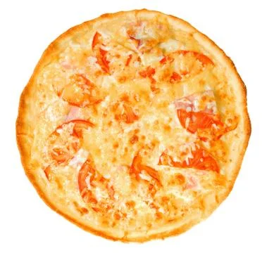 Appetizing pizza with cheese, tomatoes and bacon. Stock Photos