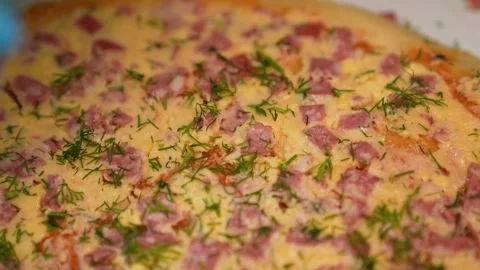 Appetizing pizza with sausage Stock Footage 244484243