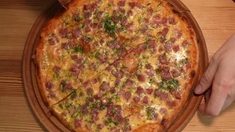 Appetizing pizza with sausage Stock Footage 244484250