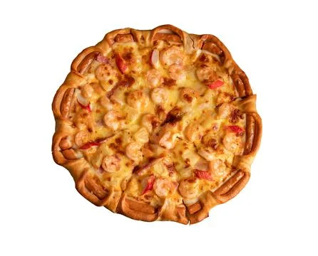 An appetizing pizza on white background Stock Photos