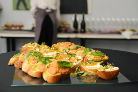 Appetizing platter of gourmet appetizers featuring fresh ingredients Stock Photos