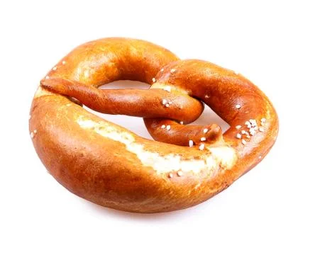 Appetizing pretzel on white background Stock Photos