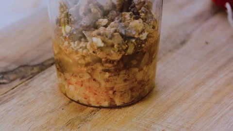 Appetizing professional food view: grinding walnuts for satsivi sauce Stock Footage 342201477
