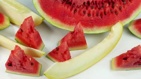 Appetizing red watermelon slices Stock Footage 234218422