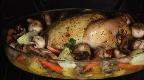 Appetizing roast chicken Stock Footage 33635551
