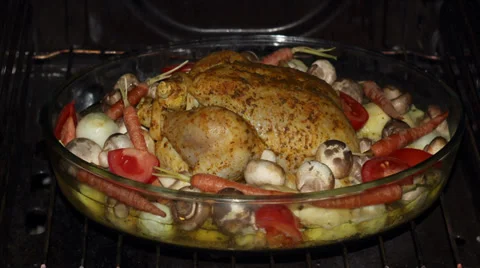 Appetizing roast chicken Stock Footage 33635625