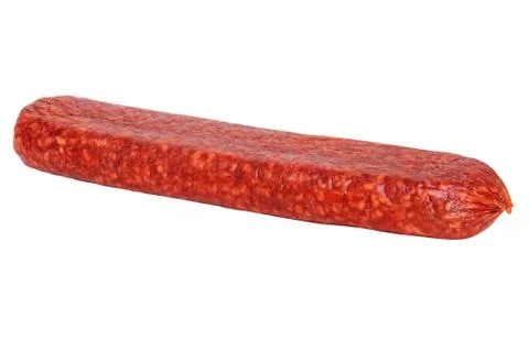 Appetizing salami isolated on white. Stock Photos