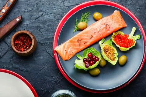 Appetizing salted salmon Stock Photos