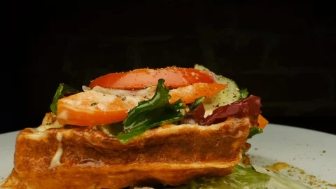 Appetizing Sandwich. Spices. Close-up. Stock Footage 109426138