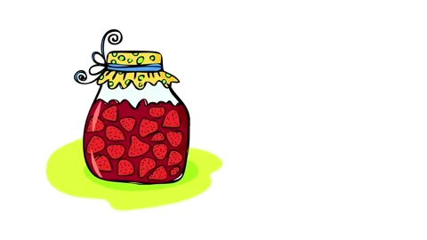 Appetizing strawberry jam on rustic homemade style jar with delicious berries Stock Footage 132071720