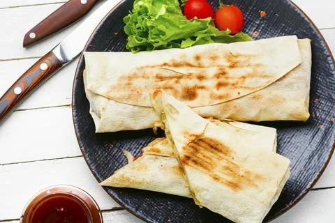 Appetizing Turkish shawarma. Stock Photos