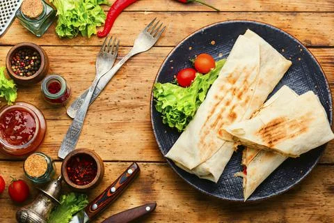 Appetizing Turkish shawarma. Stock Photos